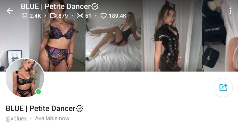 1. Blue – Petite Scottish Dancer Offering Virtual Dirty Dances