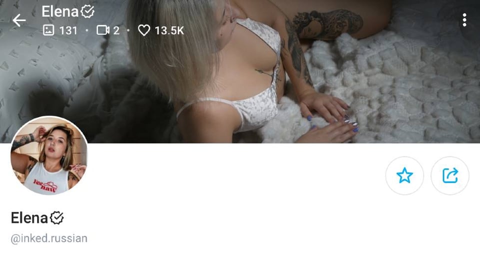 7. Elena – Inked OnlyFans Russian Creator with Lots of Worn Items For Sale