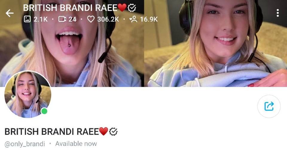 9. Brandi Raee – Young UK OnlyFans Streamer Sending Spicy Messages